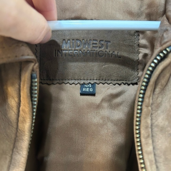 Midwest International Genuine Leather Bomber Jacket Zip In Thermolite Liner 44 - Picture 3 of 11